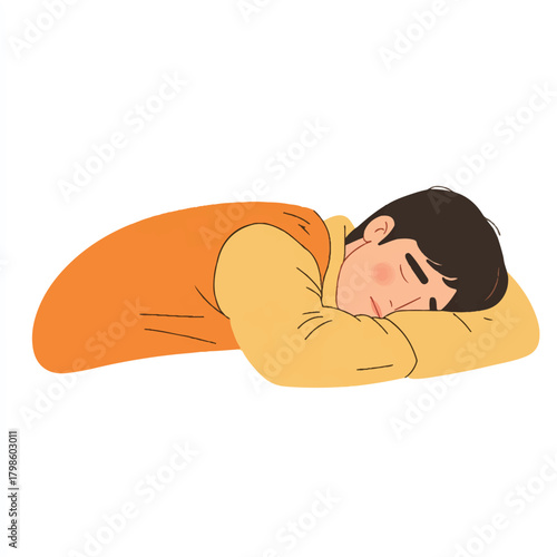Man Sleeping Peacefully with Arms as Pillow.