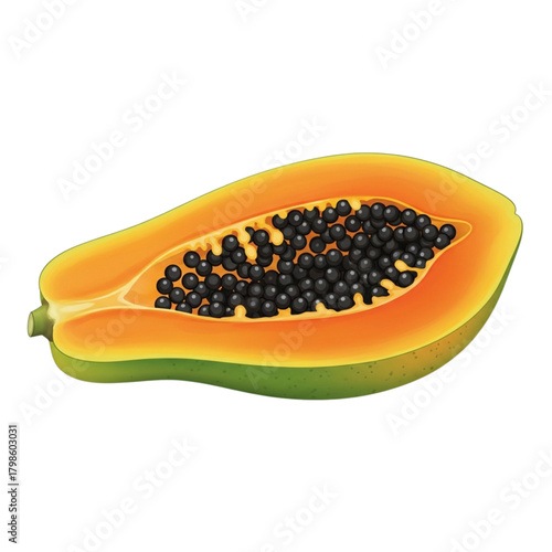 papaya isolated on white background