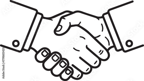 Successful business deal handshake for partnership agreement icon, symbolizing trust, collaboration, and mutual success in modern, clean design for corporate branding