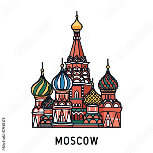 2D icon of Moscow featuring a stylized Saint Basil’s Cathedral dome pattern