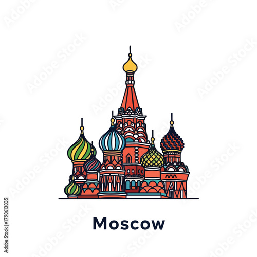 2D icon of Moscow featuring a stylized Saint Basil’s Cathedral dome pattern