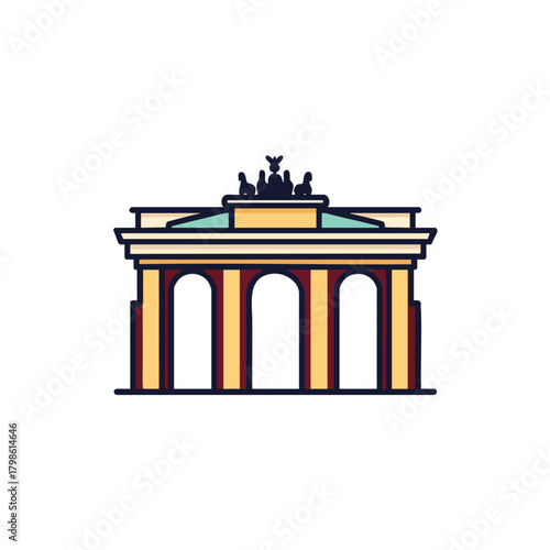 2D icon of Berlin featuring a simplified Brandenburg Gate