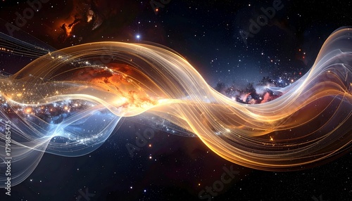 Abstract waves with space and galaxy background.