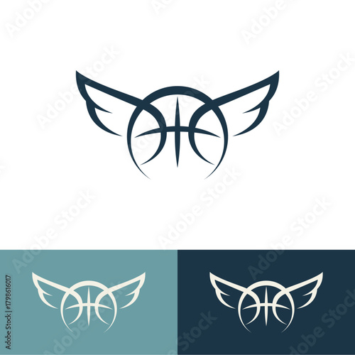 A sophisticated logo with smooth lines that unite a crown and basketball, reflecting prestige and competitive spirit.