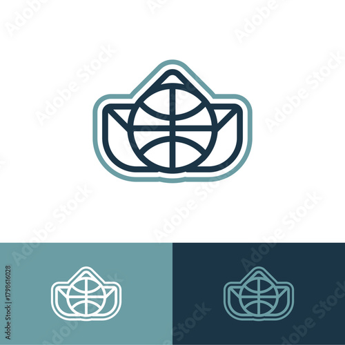 A sophisticated logo with smooth lines that unite a crown and basketball, reflecting prestige and competitive spirit.