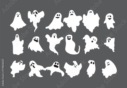 Spooky Ghost Silhouettes for Halloween Graphic Design Element Collection