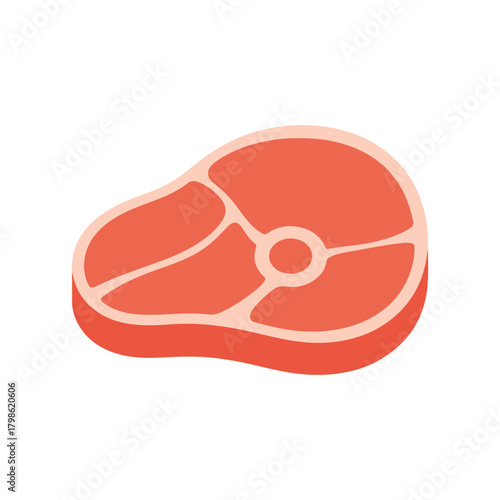 Raw Beef Steak Icon Vector Illustration Isolated on White Background Simple Flat Design Style for Food Concepts