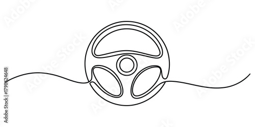 Single continuous line drawing of vehicle steering wheel control