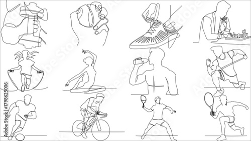 One Line Art: Sports and Recreational