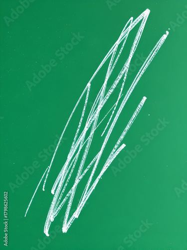 scribble hand drawn in chalk on green background. Shabby white texture of charcoal line.  Rusted effect. drawing quadrille surface