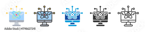 quantum system icon set multi style various collection
