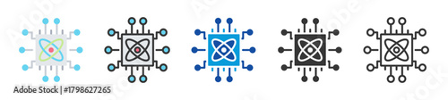 quantum circuit icon set multi style various collection