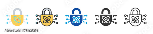quantum cryptography icon set multi style various collection