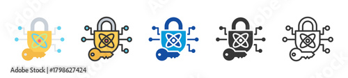 quantum key distribution icon set multi style various collection