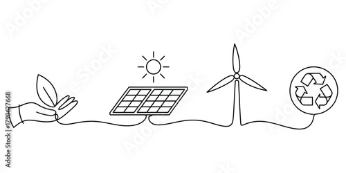Green energy lifecycle and environmental sustainability concept