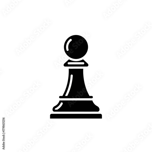 A simple black silhouette icon of a single chess pawn piece on a white background.