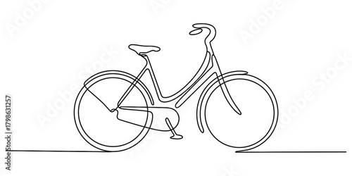 Single continuous line drawing of a bicycle. simple bike art.