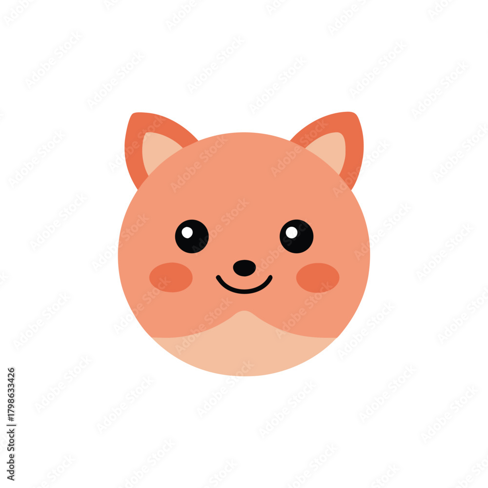 Fototapeta premium A cute pink cartoon pig illustration, a happy animal vector character, or a fun piggy drawing face for a baby farm icon