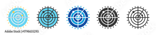 radar icon set multi style various collection