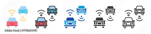 vehicle to vehicle communication icon set multi style various collection