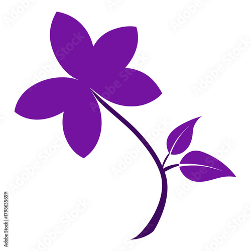 frangipani purple silhouette flower vector on white background