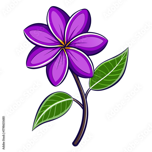 frangipani purple line art on white