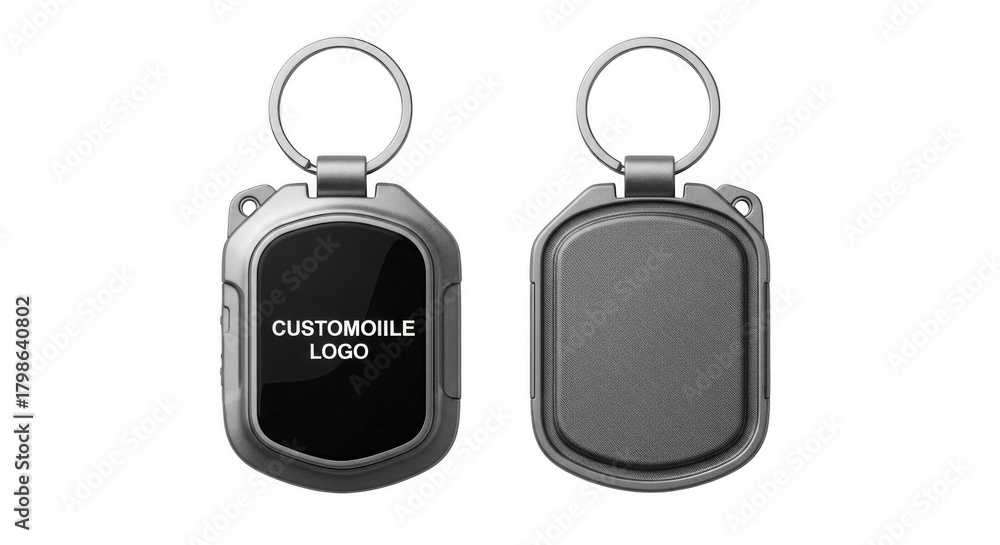 Fototapeta premium Metallic keychain mockup with customizable logo space.