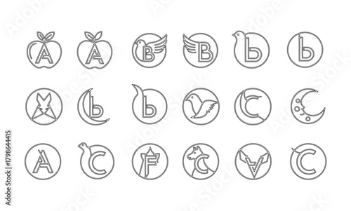 Stylized Alphabet Icons with Symbols