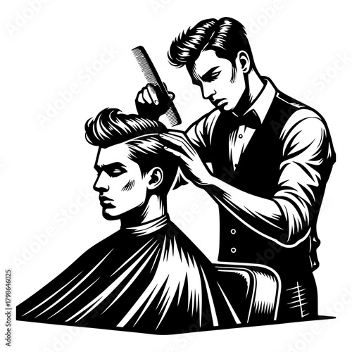 Professional Hair Stylist vector image illustration