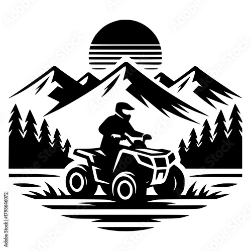 ATV quad off-road adventure vector image illustration