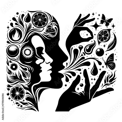 Image depicting five senses vector image illustration