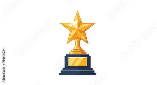 A golden star trophy on a dark blue base with a blank golden plaque awaits recognition for outstanding achievement and excellence.