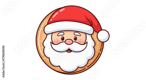 A delightful santa claus cookie, isolated on, radiates festive cheer with its sweet smile and iconic red hat, embodying holiday joy