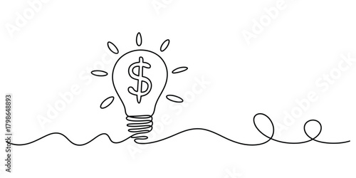 Innovative business idea lightbulb doodle with dollar sign line