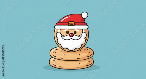 Santa claus cookie isolated on blue background for christmas holiday, winter season, dessert, food, and sweet treat themes in vector format