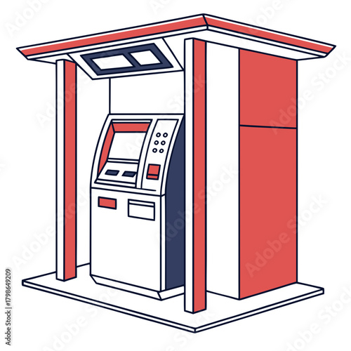 Outdoor automated teller machine with roof isolated on