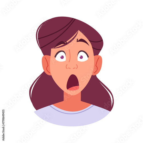 Caucasian woman shows alarm during emergency situation