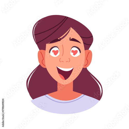 Romantic joyful expression, Blushing woman with purple hair