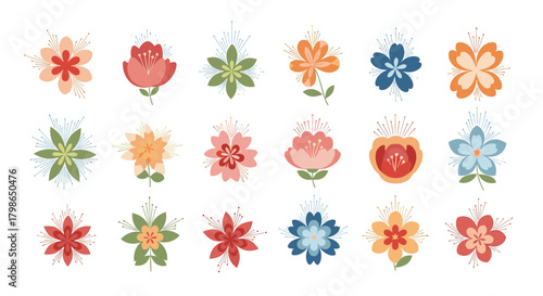 A colorful collection of abstract floral illustrations with a painterly effect.