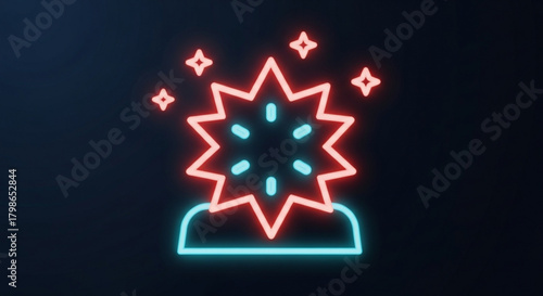 A vibrant neon illustration showcases a person experiencing a creative explosion, symbolizing innovation, inspiration, and the birth of brilliant ideas and insights