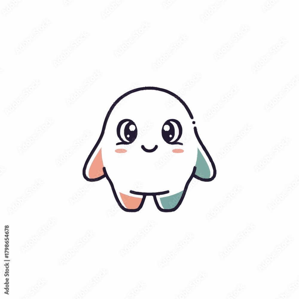Fototapeta premium Adorable Cartoon Ghost with Big Eyes and Rosy Cheeks.
