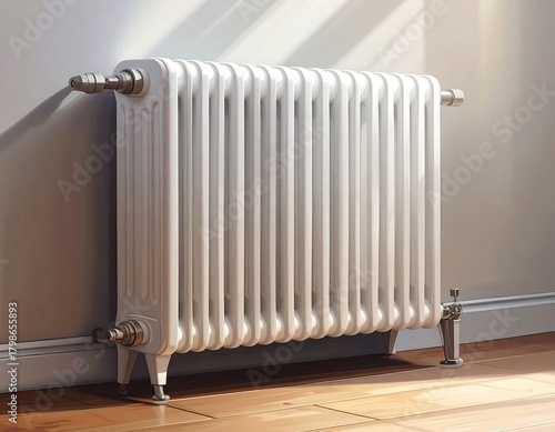 Wallpaper Mural Close-up of a white, vintage, cast-iron radiator against a wall Torontodigital.ca