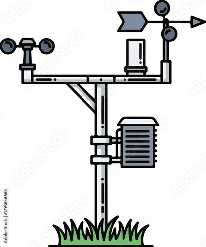Modern Automatic Weather Station Icon for Meteorology and Climate Monitoring