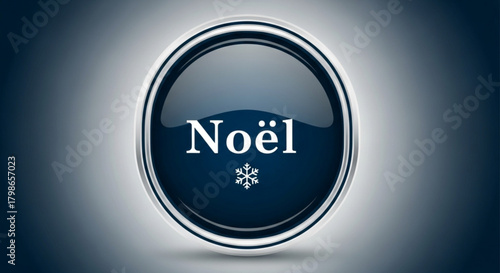 A shiny blue button with the word nol and a snowflake in the center, perfect for christmas and holiday themes isolated on