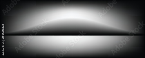 Black and white gradient abstract pattern studio background Light gives a luxurious shine. The walls and floor of the room are shiny, flat metal, with deep curves and dimensions. vector