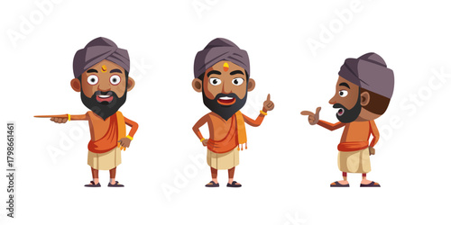 2d Indian Man cartoon character ready for animation moral stories, made by Adobe Illustrator and ready for Animate CC.
