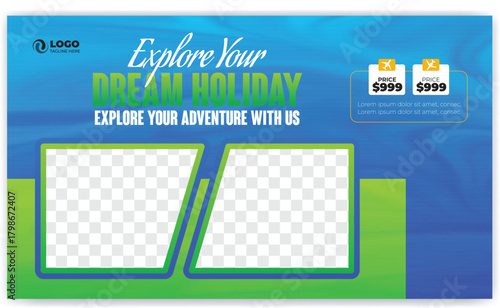 Business social media post square travel banner template