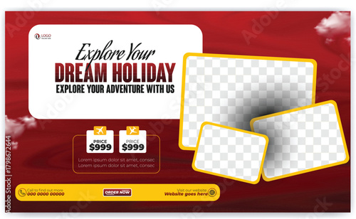 Travel agency post banner and Social media traveling template vector design