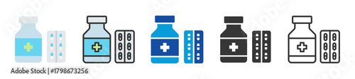 medication icon set multi style various collection