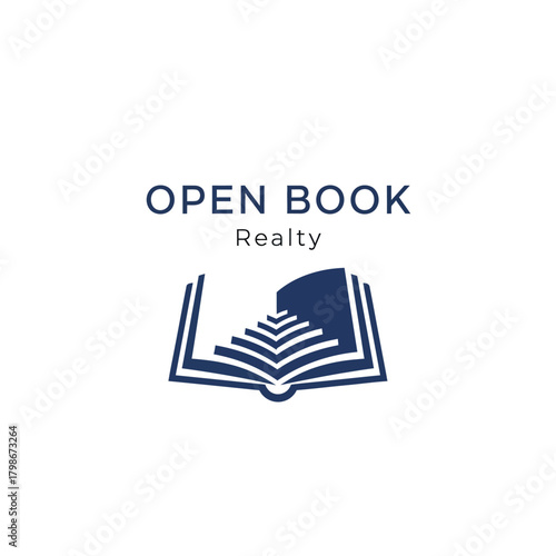 Open Book Realty Logo with Abstract Book Design.
